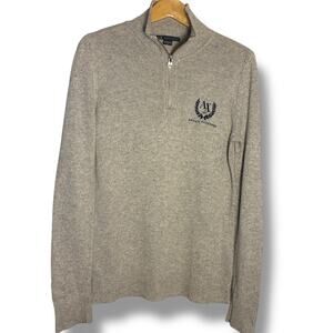 Armani Exchange Sweater Women's Sz Medium Neutral Oat 1/4 Zip Spell Out Pullover